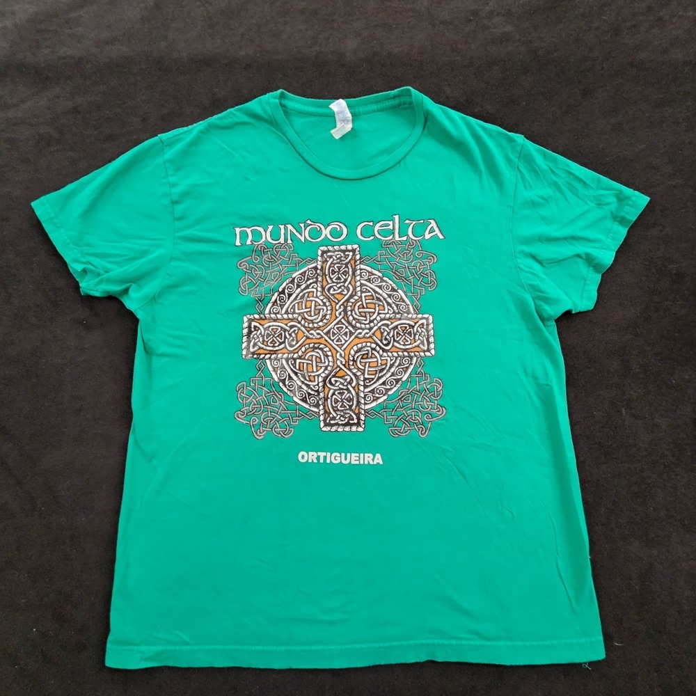 Celtic World Mundo Celta Ortigueira Green Short Sleeve Cotton T-Shirt Men's M